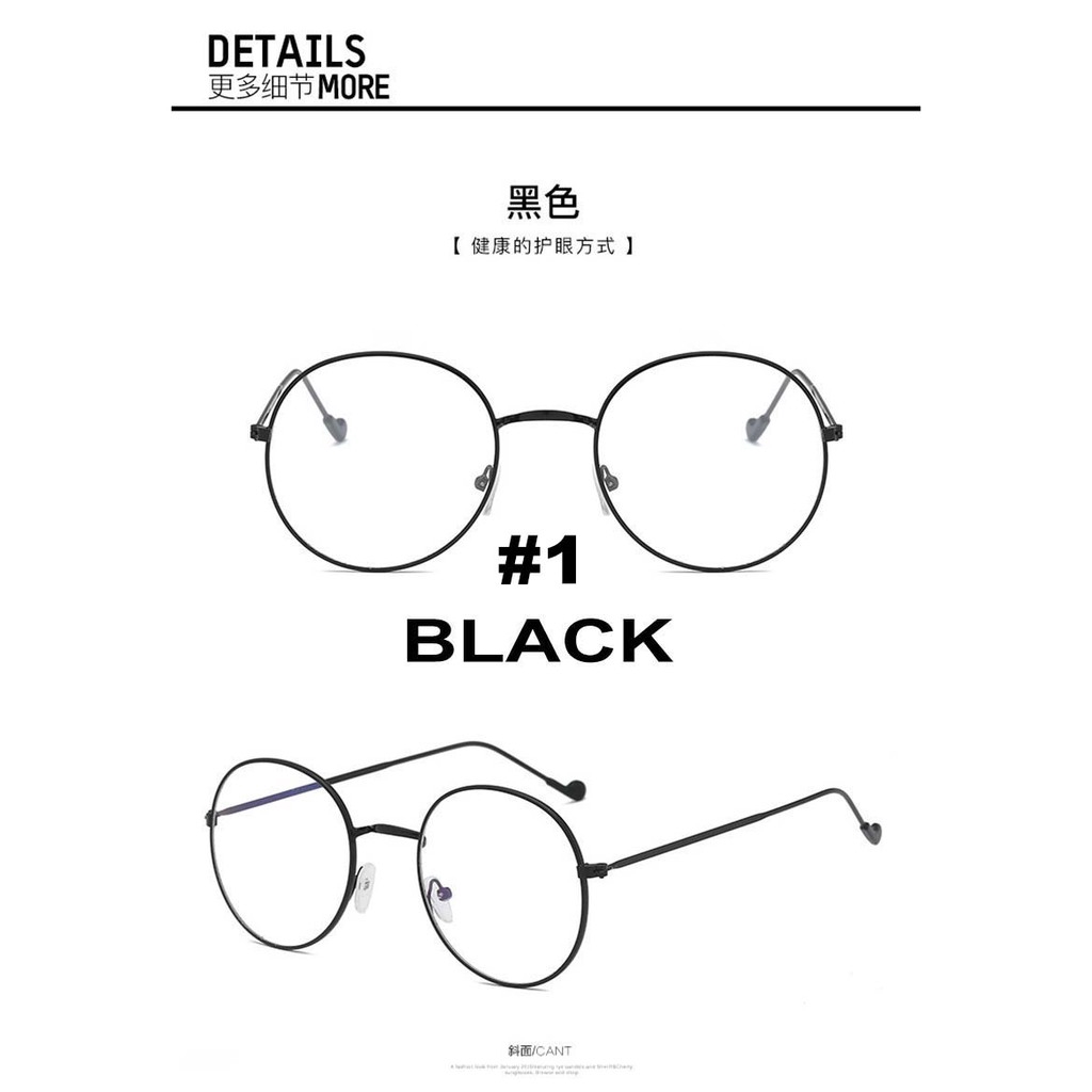 【Ready Stock】Round Metal Frame Student Anti-blue Eyeglasses Women/Men