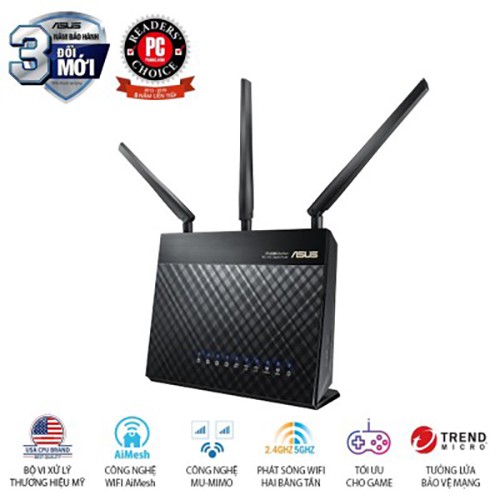 Bộ phát wifi Asus RT-AC68U AC1900Mbps (Chính hãng)