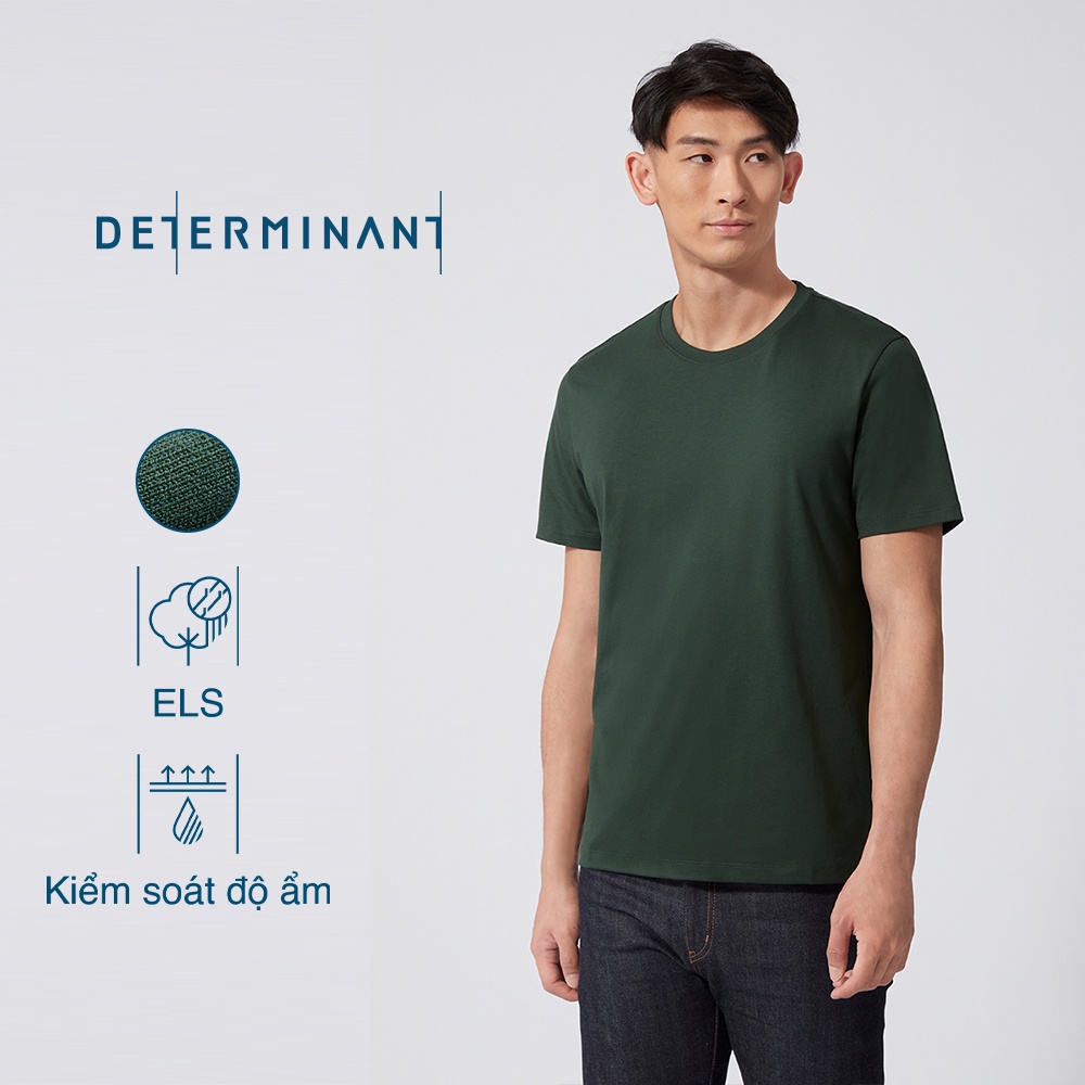 Áo thun nam cổ tròn tay ngắn DETERMINANT form rộng - màu xanh lá đậm - Forest Green