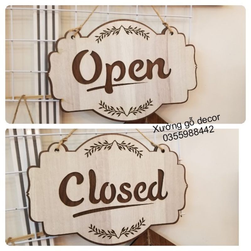 Bảng Treo Open / Closed 2 Mặt Gỗ Decor Giá Tốt