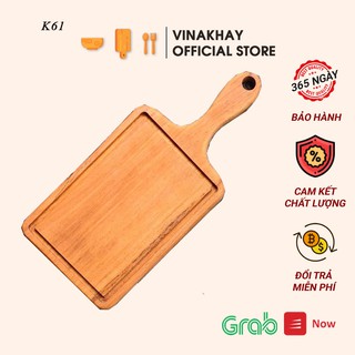 Thớt gỗ decor Vinakhay gỗ đỏ - Thớt gỗ đa năng hình chữ nhật có tay cầm tiện dụng