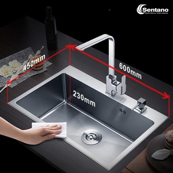 chậu rửa chén SENTANO SC-10 6045T đúc liền khối inox sus304 1 ngăn lớn có lớp chống ồn | BigBuy360 - bigbuy360.vn