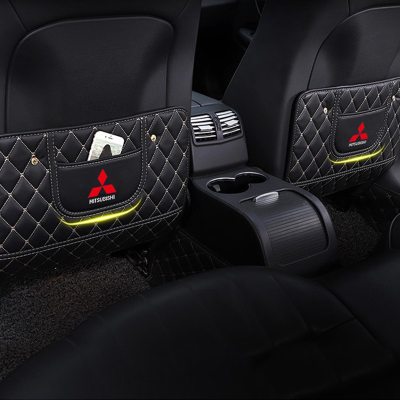 Đệm Da Bảo Vệ Lưng Ghế Xe Hơi Chống Đá Cho Mitsubishi Xpander Triton Lancer Evo Asx Mirage Outlander Grandis Pajero Attrage Airtrek L200