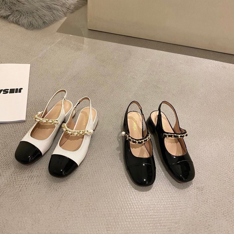 [Mã FASHIONCB264 giảm 10K đơn bất kỳ] Giày Búp Bê Gót Thấp Phối Nút Thời Trang Mùa Xuân Cho Nữ