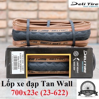 Vỏ lốp gấp xe đạp deli tire tan wall s601 700x23c tank lụa mềm