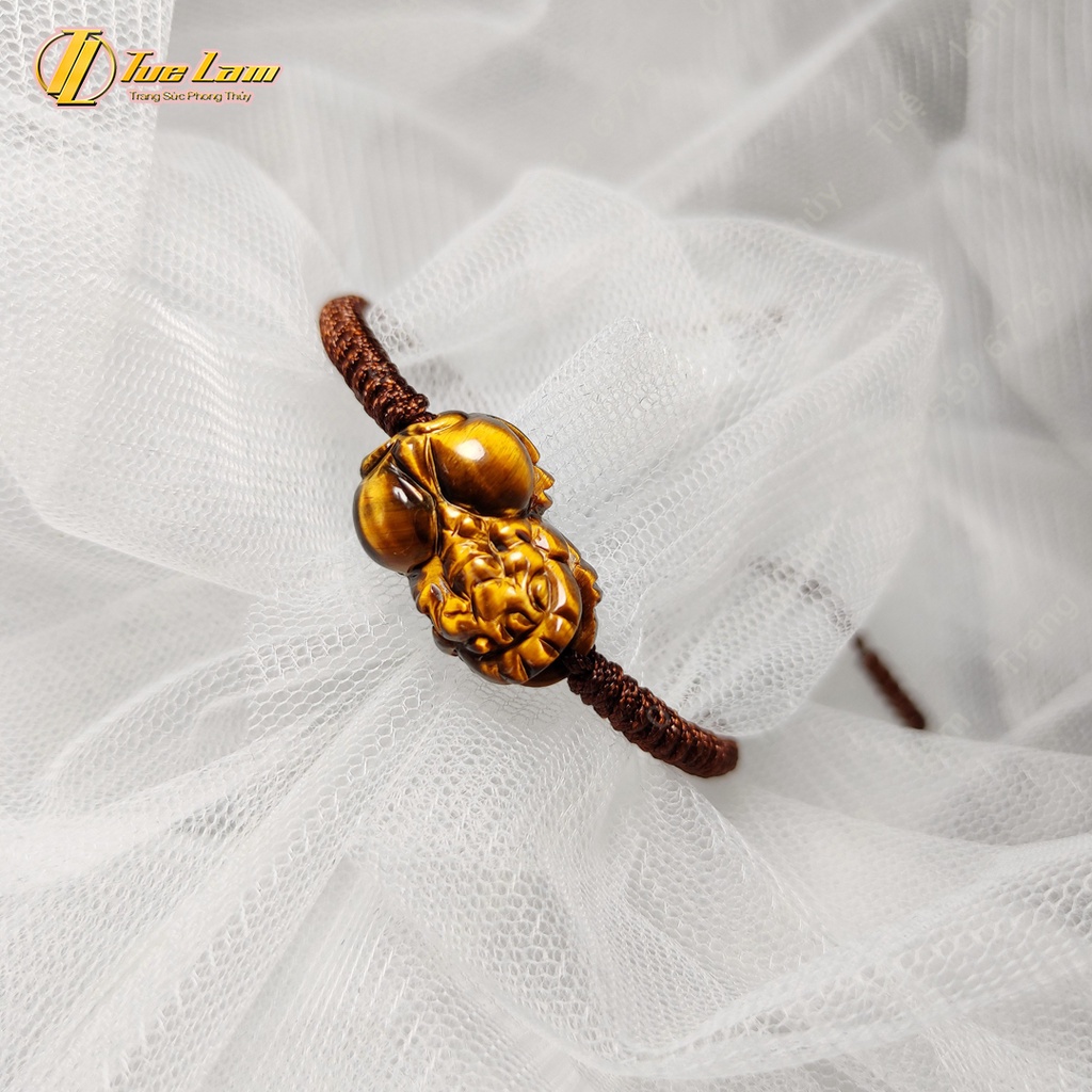 Vòng tay dây chỉ bện handmade tỳ hưu tài lộc màu nâu vàng hợp mệnh kim thổ - Tuệ Lâm
