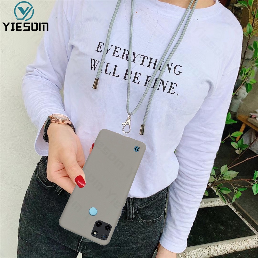 Ốp Điện Thoại TPU Mềm Màu Kẹo Có Dây Đeo Cổ Cho Oppo Realme C21Y C25Y C21 C15 C12 C20 C11 2021 C25 C25S