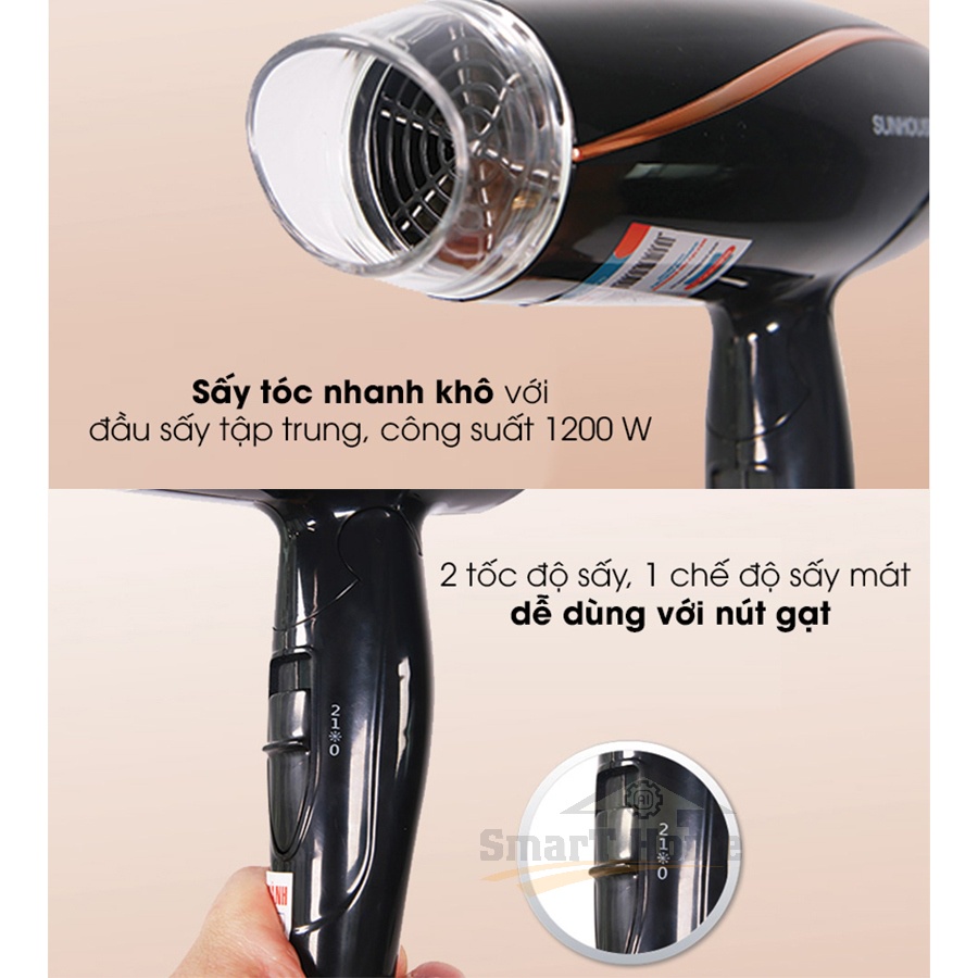Máy Sấy Tóc Sunhouse SHD2306 , Máy Sấy Tóc Công Suất Lớn 1200W 3 Chế Độ Sấy Có Chế Độ Sấy Mát - Bảo Hành 12 Tháng