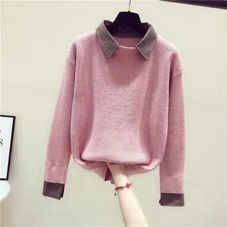 Áo len nữ phối cổ giả sơ mi polo