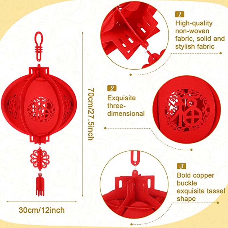 Lồng đèn đỏ phong cách Trung Hoa treo trang trí lễ tết 30cm