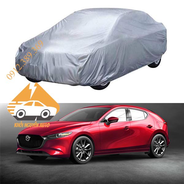 Bạt Phủ xe Ô Tô MAZDA 3 hatchback Vải Dù OXFORD Siêu Bền, Bạt Trùm Xe Hơi Chống Nắng Mưa Bảo Vệ Xe