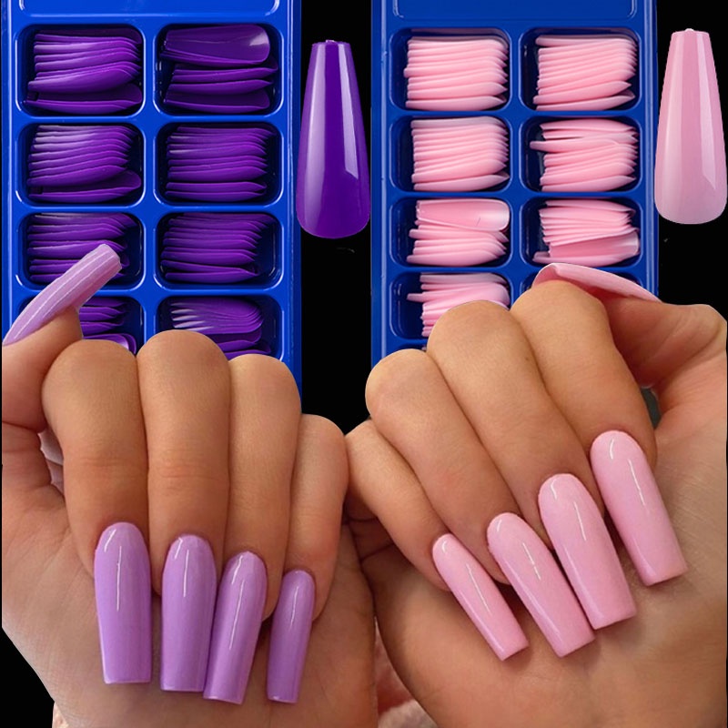 Bộ 100 Móng Tay Giả Màu Sắc Ngọt Ngào Bằng Acrylic
