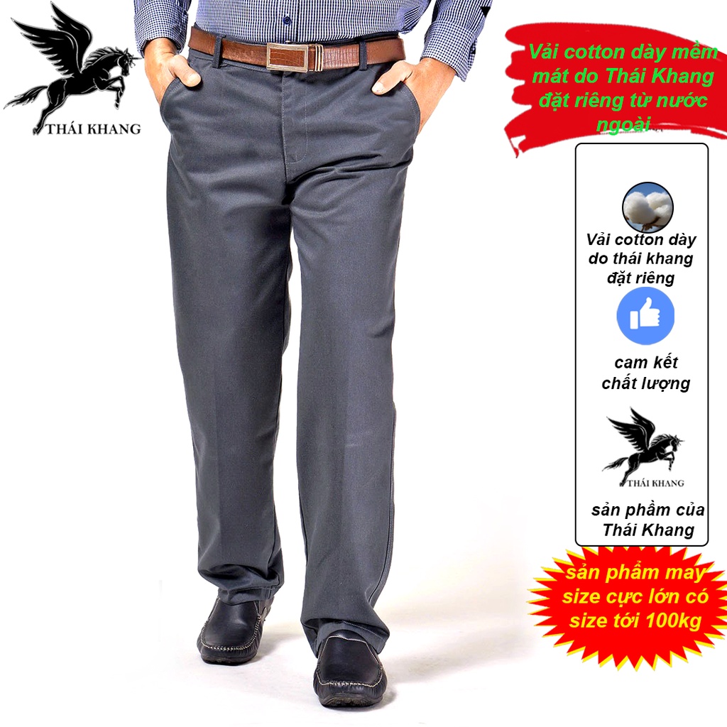 quần kaki nam big size ống suông vải cotton dày do Thái Khang đặt loại quần dài kaki Thái Khang QKAKI21