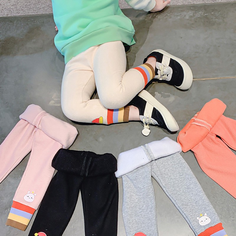 Quần Legging Họa Tiết Hoạt Hình Xinh Xắn Theo Phong Cách Mùa Đông Dành Cho Bé Gái