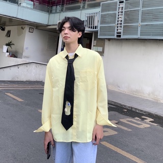 Áo sơ mi hàn quốc tay dài vàng pastel