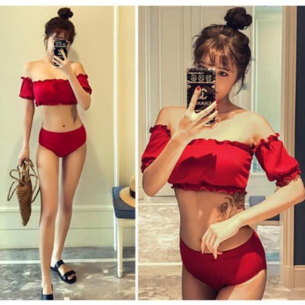 𝐂ự𝐜 𝐑ẻ XẢ 🚀 | Ảnh Thật | (Có sẵn) Đồ bơi/ Bikini trễ vai tay bèo 2 mảnh màu đỏ và đen . 2020 Sale 1 Xinh Chuẩn . ! ' ' ˇ | BigBuy360 - bigbuy360.vn
