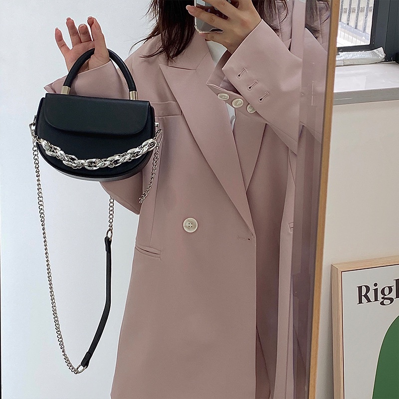 Túi Đeo Chéo Hình Vuông Nắp Lật Phối Dây Xích Phong Cách Phương Tây Cho Nữ GYLXB006