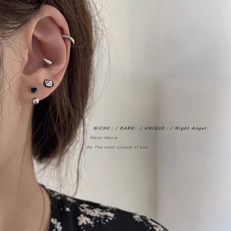 khuyên thép y tế tim-mèo kitty 1 CHIẾC