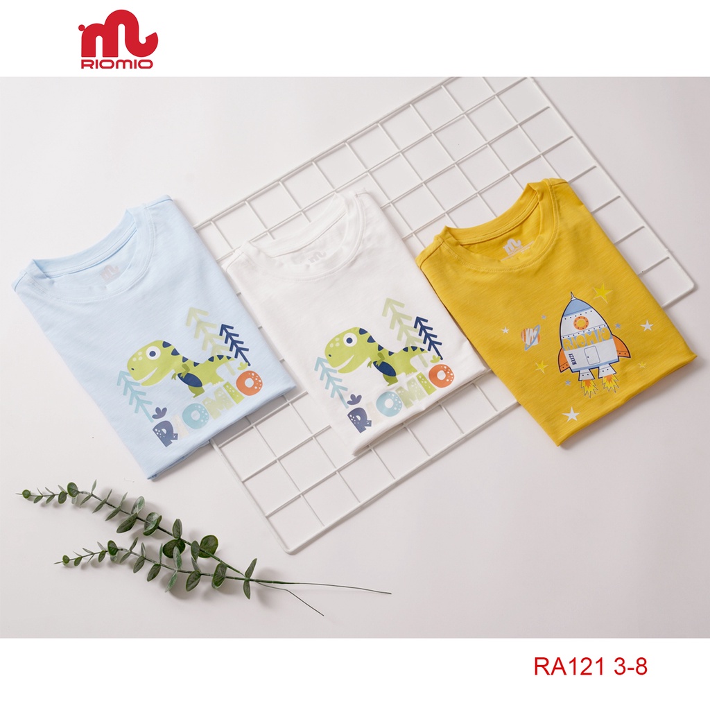 Áo thun bé trai chính hãng Riomio chất liệu 100% cotton mềm mịn, thấm hút in hình khủng long 𝐒𝐩𝐚𝐜𝐞𝐬𝐡𝐢𝐩 - RA121