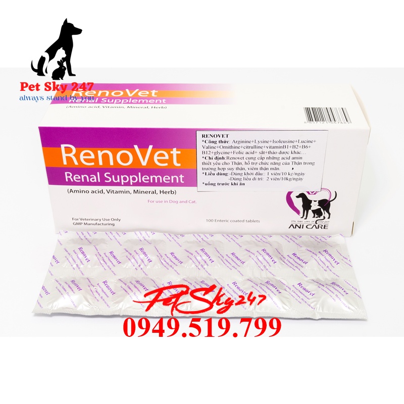 Thực Phẩm Chức Năng Hỗ Trợ Thận Trên Chó Mèo RENO VET
