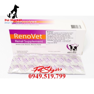 Thực Phẩm Chức Năng Hỗ Trợ Thận Trên Chó Mèo RENO VET 1 Vĩ 10 Viên
