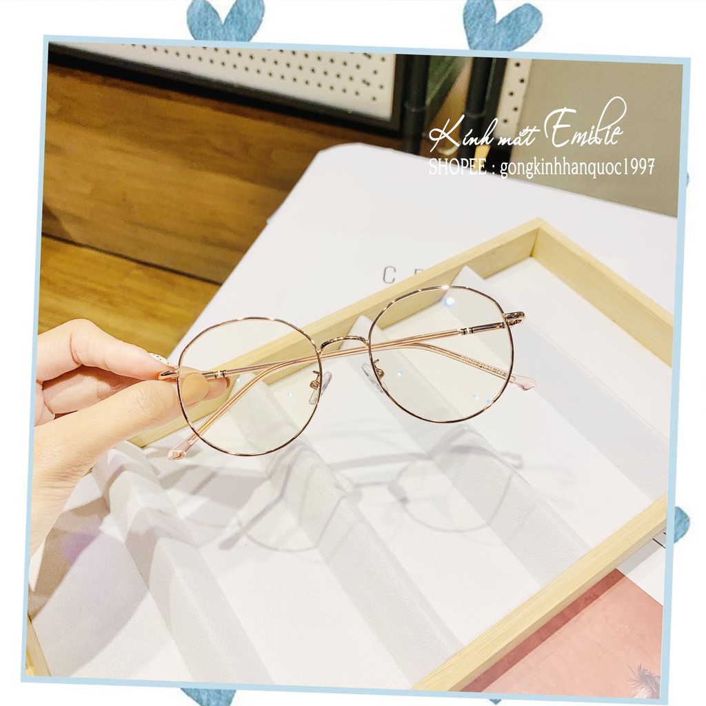 Gọng kính mảnh nhẹ vintage tròn góc cạnh nam nữ Kính mắt Emilie phụ kiện thời trang 29121 | BigBuy360 - bigbuy360.vn