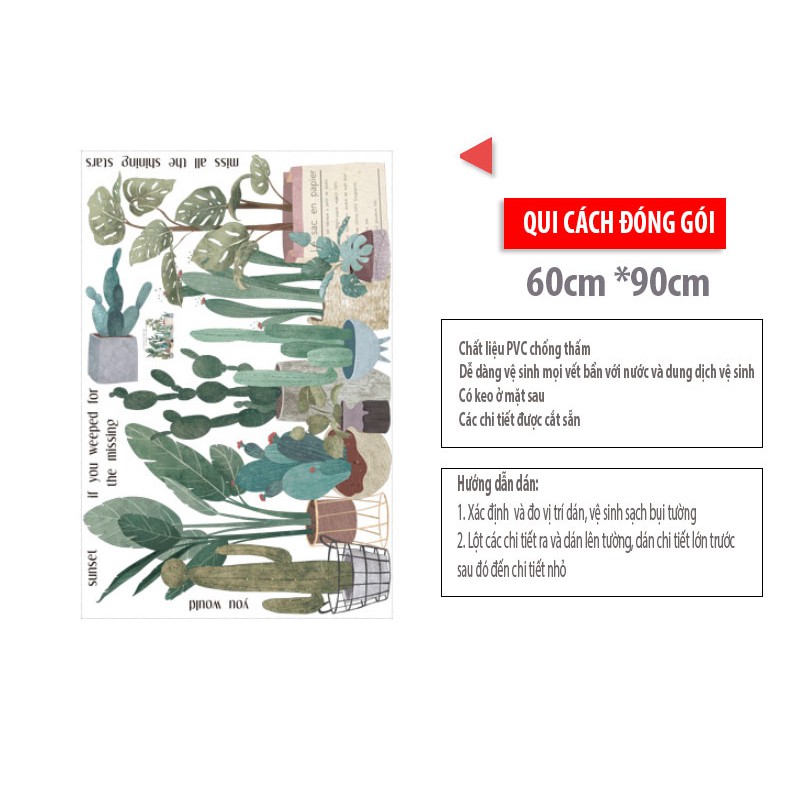 Decal dán tường Sticker mẫu hoa lá ZH009