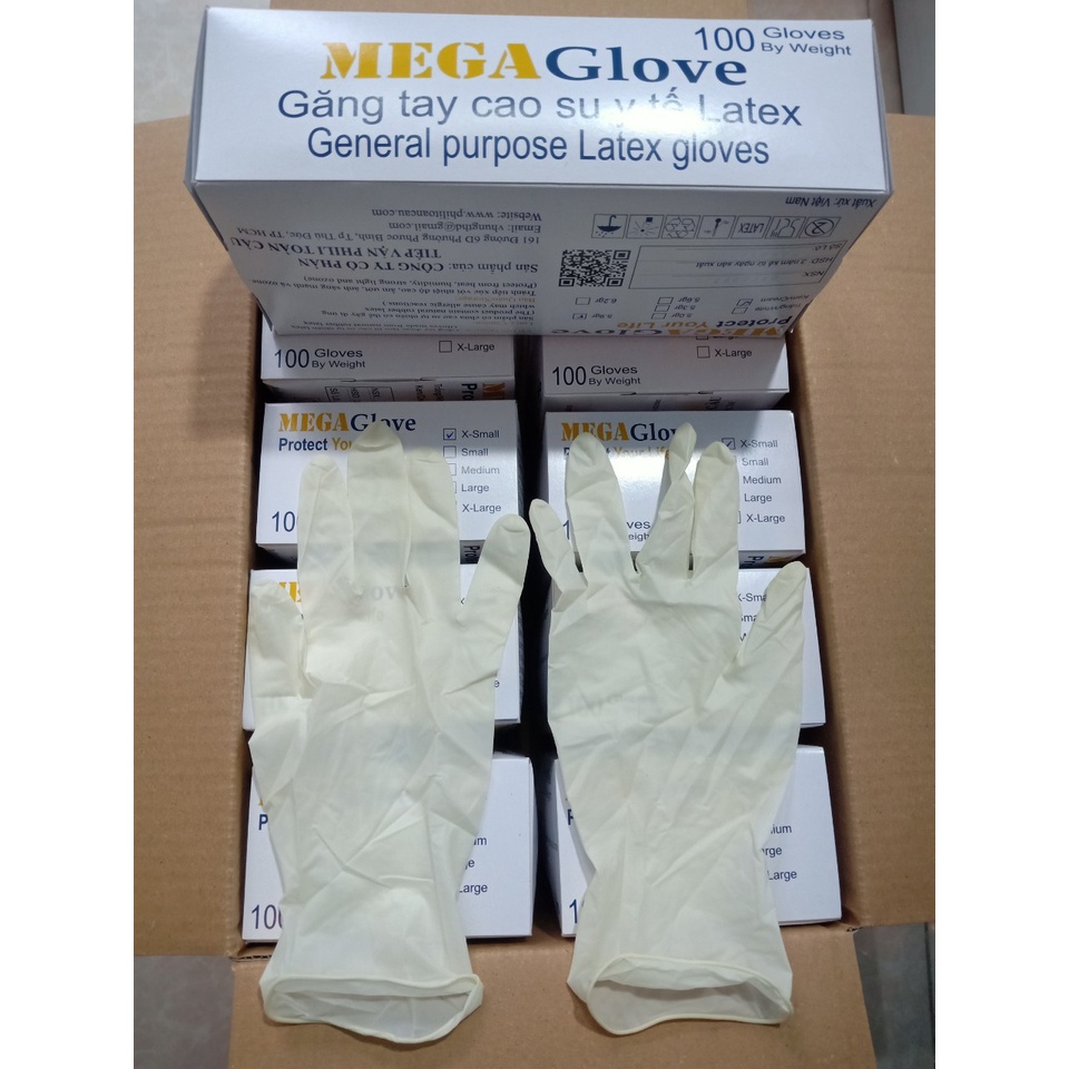 Găng tay cao su y tế Mega latex không bột