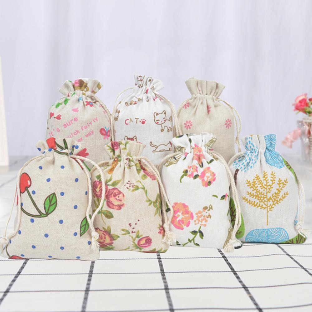 Set 10 túi dây rút đựng kẹo họa tiết phong cách giáng sinh dễ thương B1S9