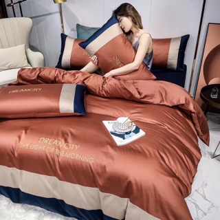 Set Chăn ga lụa thêu Dream city 4 món độc đáo