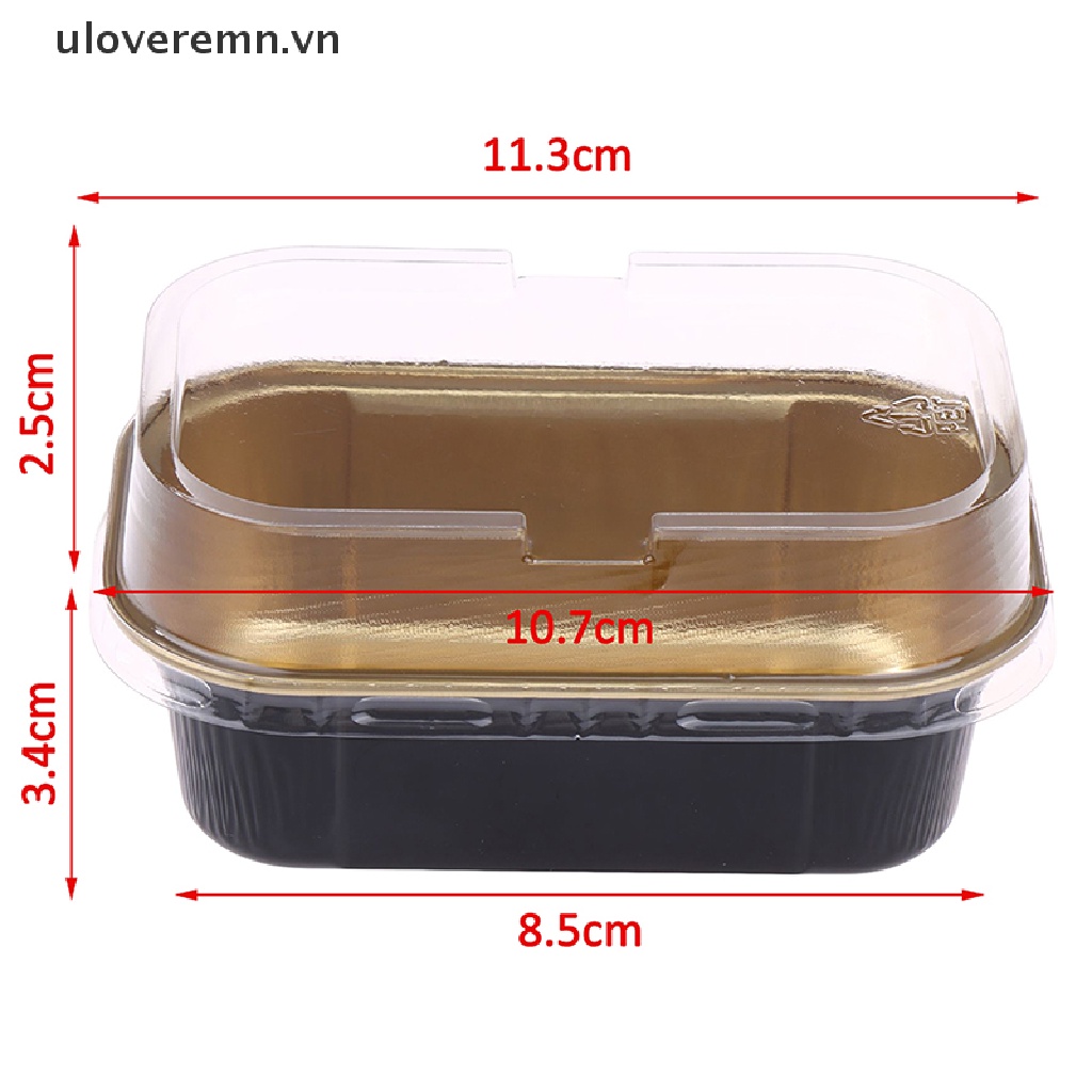 Set 10 Khuôn Làm Bánh Hình Chữ Nhật Bằng Lá Nhôm Có Nắp Đậy