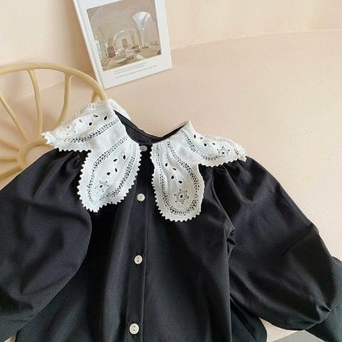 Đầm công chúa cổ bẻ trước và sau lưng thời trang mùa thu Hàn Quốc cho bé gái 2021