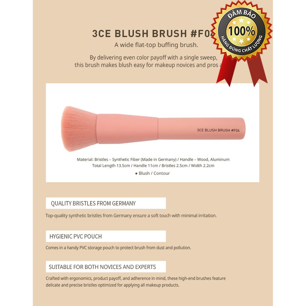 CỌ TRANG ĐIỂM TẠO KHỐI MÁ [3CE] BLUSH BRUSH #F04