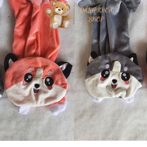 Vỏ Gấu Bông Mèo Xám Husky Nằm Đủ 2 Màu Hồng Xám