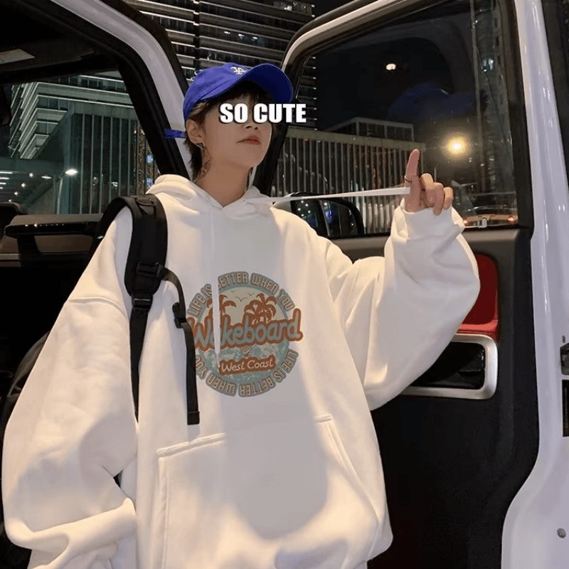 Áo hoodie Dáng Rộng In Chữ Phong Cách Hàn Quốc Thời Trang Cho Nam