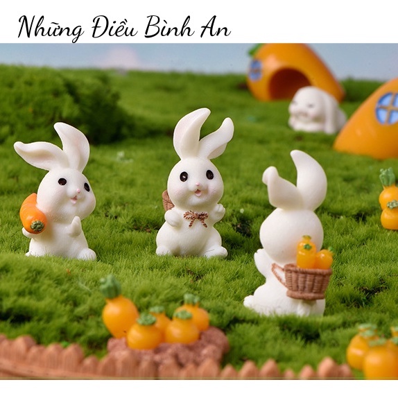 Tượng Thỏ con trang trí ô tô, bàn làm việc siêu đáng yêu/Sét 12 chú thỏ kèm 8 phụ kiện💕FREESHIP 50k💕- Những Điều Bình An