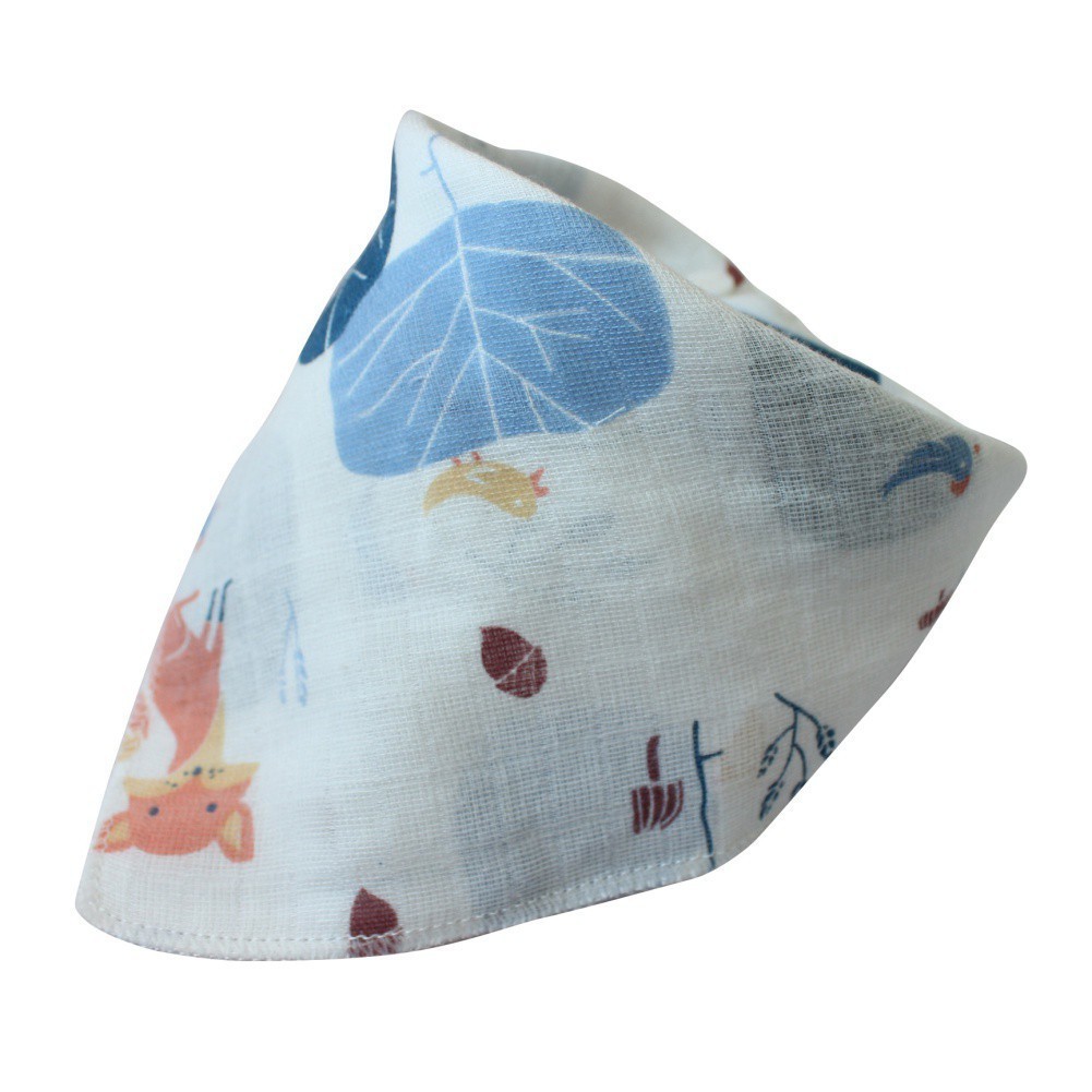 Yếm Ăn Cotton 2 Lớp Hình Tam Giác In Họa Tiết Xinh Xắn Dành Cho Các Bé