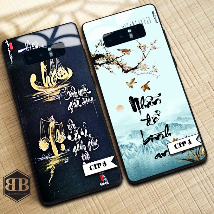 Ốp lưng kính cường lực Samsung Galaxy Note 8 chữ thư pháp