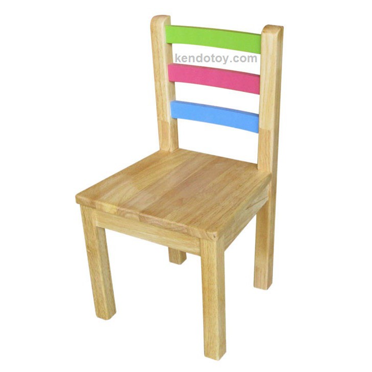 Ghế lưng thanh ba màu | Bàn ghế trẻ em bằng gỗ, ghế tựa lưng cho bé an toàn