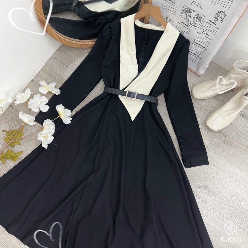 Đầm váy cổ đắp chéo dáng dài sang chảnh đi dự tiệc, doanh nhân,  KÈM HÌNH THẬT USA FASHION