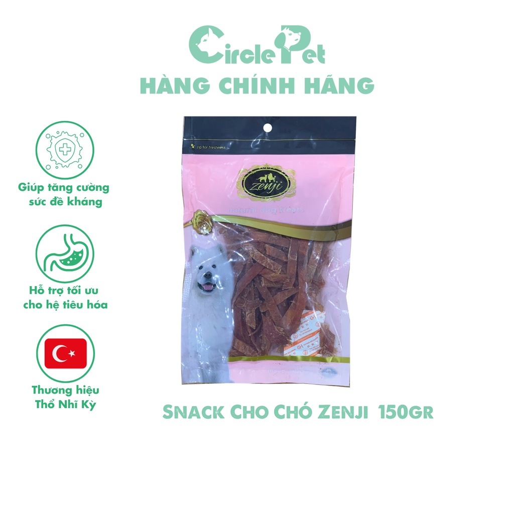 Snack Cho Chó Thịt Gà Sợi, Thịt Gà Quấn Sợi Zenji Bổ Sung Protein Tăng Cường Miễn Dịch 150g - Circle Pet