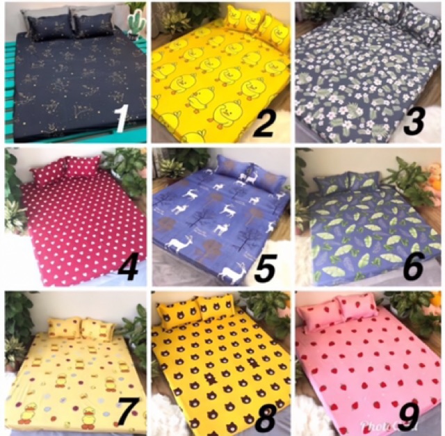 Bộ ga gối m6/m8 ga giường poly, ga gối poly , ga trải giường + 2 vỏ gối nằm đơn giản gohome Bedding