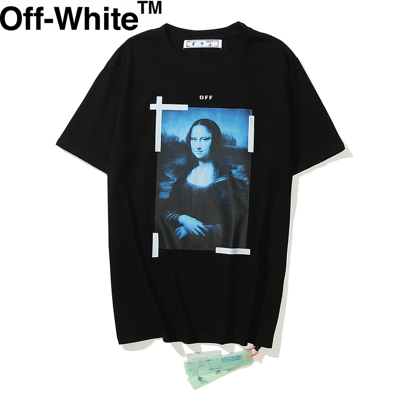 OFF-WHITE Áo Thun Tay Ngắn In Hình Mona Lisa Độc Đáo