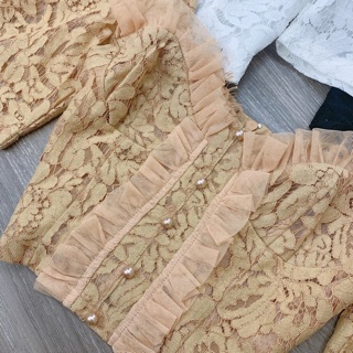 Áo ren cúp ngực tay phồng
