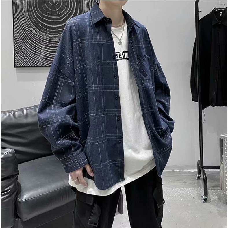Áo Khoác Sơ Mi Dài Tay Dáng Rộng ́o Phong Cách Hồng Kông Thời Trang Mùa Thu Cho Nam ́o Khoác Rộng | BigBuy360 - bigbuy360.vn