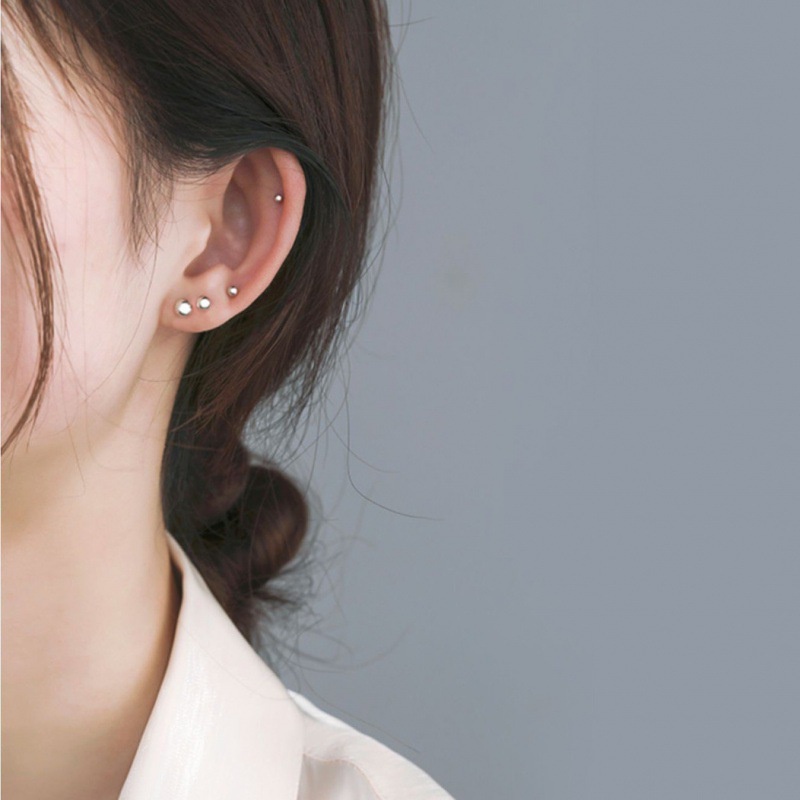 Bông tai zhenting bạc 925 hình tròn đơn giản thời trang