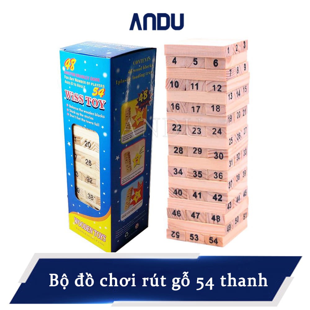 Đồ Chơi Rút Gỗ 54 Thanh, Đồ Chơi Cho Bé Học Toán Rèn Luyện Tính Cẩn Thận