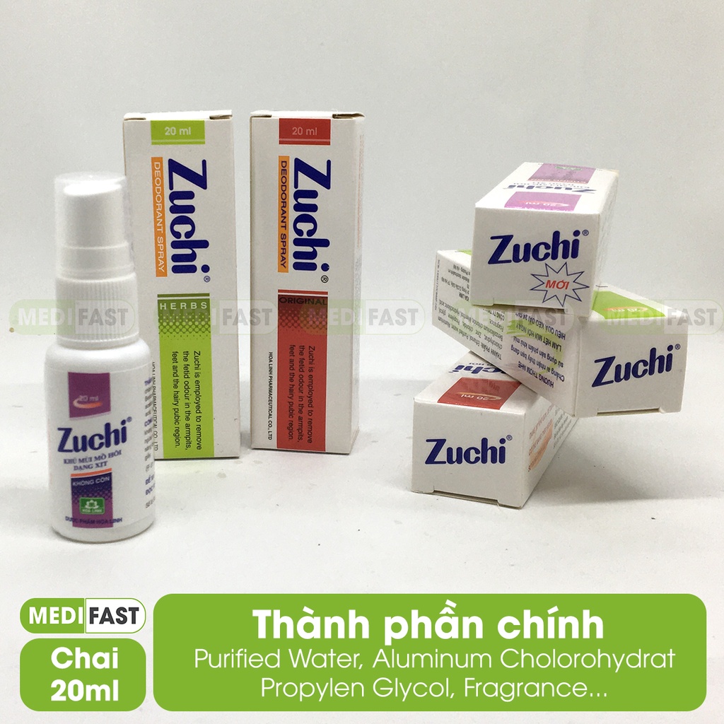 Zuchi khử mùi hôi nách - chai 20ml - từ thảo dược - xịt khử mùi cơ thể