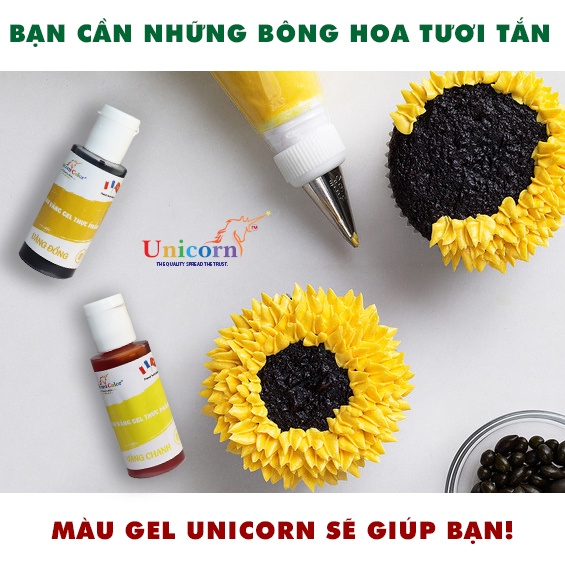 MÀU GEL THỰC PHẨM TÔNG VÀNG ( 4 TÔNG)-UNICORN