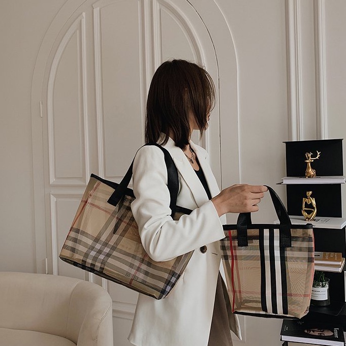 Túi xách tote vải lưới thân thiện với môi trường phong cách cổ điển thời trang cho nữ